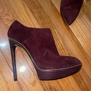 YSL Janis burgundy suede booties - authentic